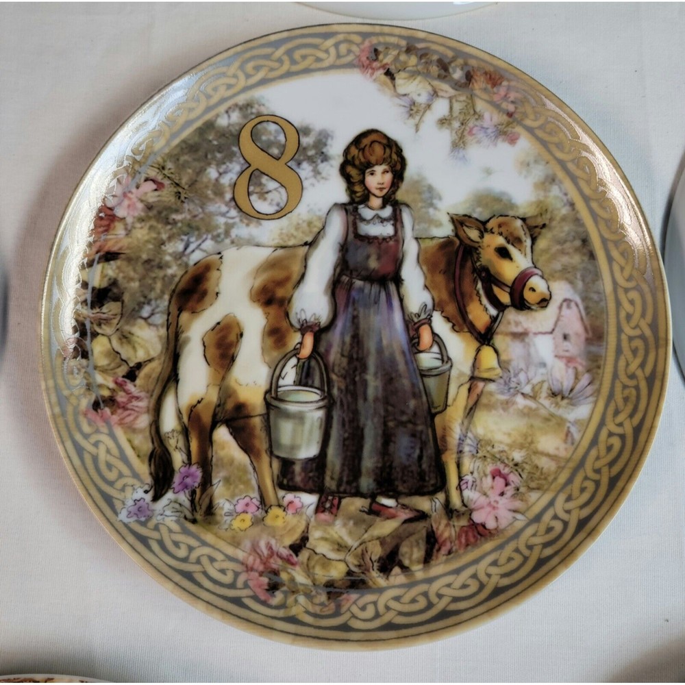 Pottery Barn‎ 12 Days Of Christmas Dessert Plate, 8 Maids Milking, Day 8